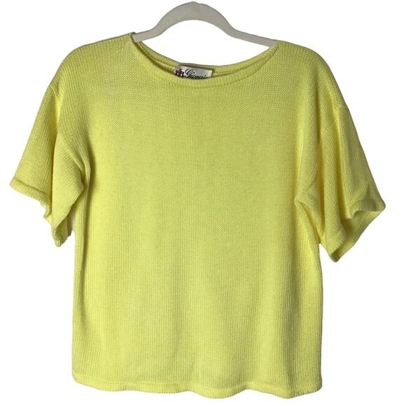 Vintage 80’s Giorgio Beverly Hill Yellow Short Sleeve Sweater - Picture 1 of 4